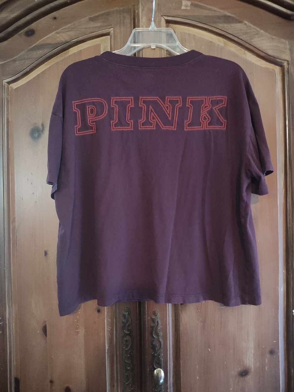 PINK Victoria's Secret Burgundy Tee with Pink Lettering